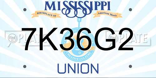 7K36G2 Mississippi License Plate