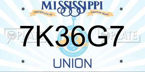 7K36G7 Mississippi License Plate