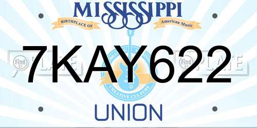 7KAY622 Mississippi License Plate