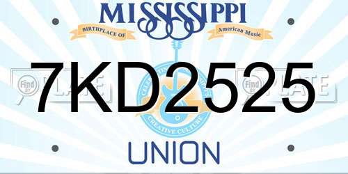 7KD2525 Mississippi License Plate