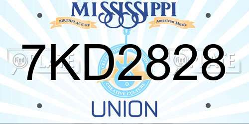 7KD2828 Mississippi License Plate