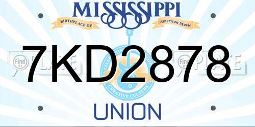 7KD2878 Mississippi License Plate