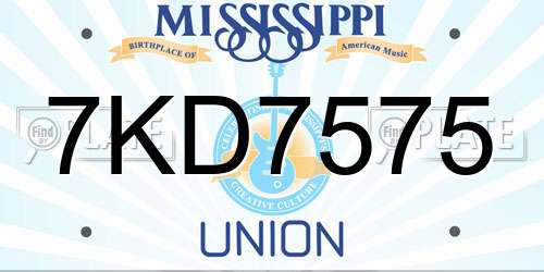 7KD7575 Mississippi License Plate