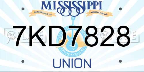 7KD7828 Mississippi License Plate