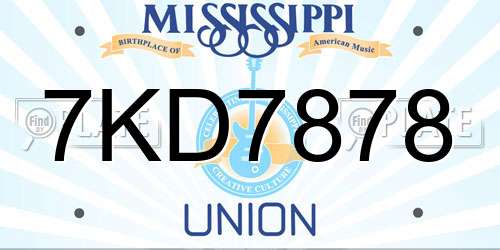 7KD7878 Mississippi License Plate