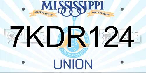 7KDR124 Mississippi License Plate
