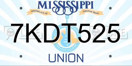 7KDT525 Mississippi License Plate