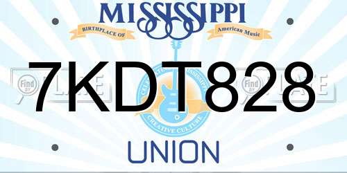 7KDT828 Mississippi License Plate