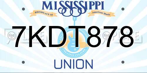 7KDT878 Mississippi License Plate