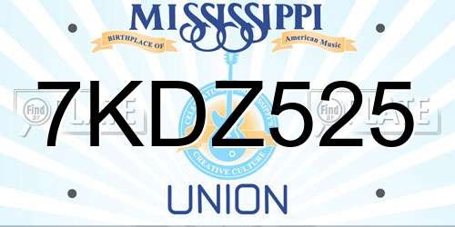7KDZ525 Mississippi License Plate