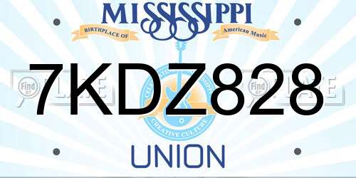 7KDZ828 Mississippi License Plate