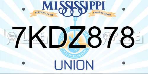 7KDZ878 Mississippi License Plate