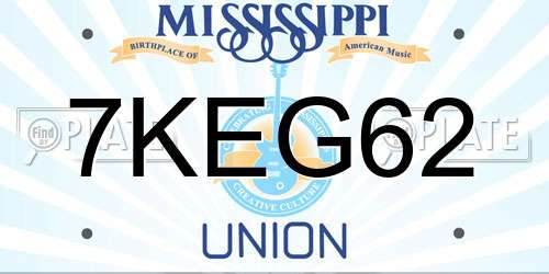 7KEG62 Mississippi License Plate