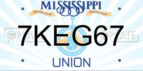 7KEG67 Mississippi License Plate