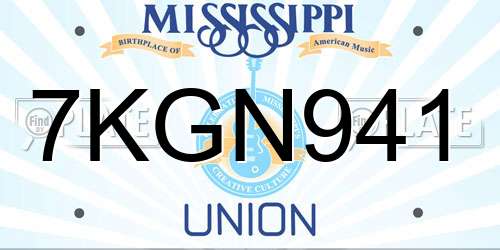 7KGN941 Mississippi License Plate