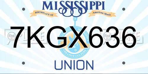 7KGX636 Mississippi License Plate