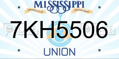 7KH5506 Mississippi License Plate