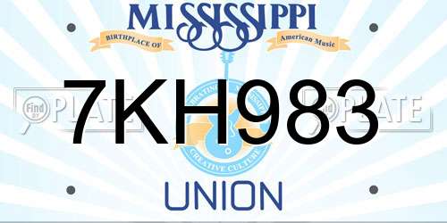 7KH983 Mississippi License Plate