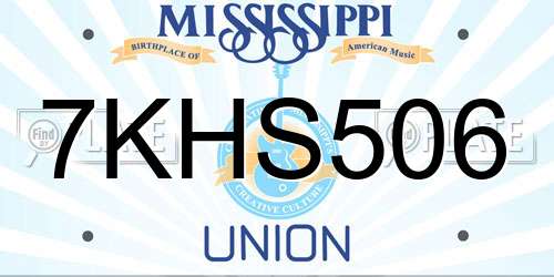 7KHS506 Mississippi License Plate