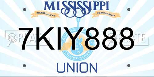 7KIY888 Mississippi License Plate