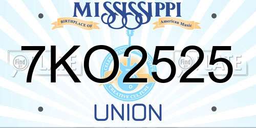 7KO2525 Mississippi License Plate