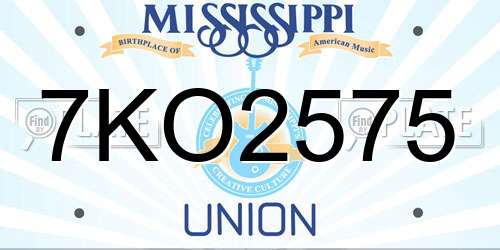 7KO2575 Mississippi License Plate