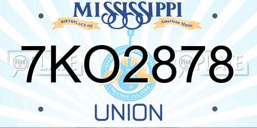 7KO2878 Mississippi License Plate