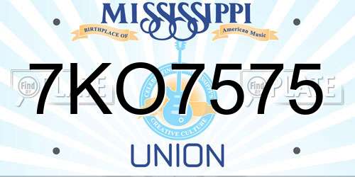 7KO7575 Mississippi License Plate