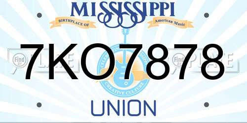 7KO7878 Mississippi License Plate