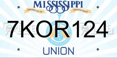 7KOR124 Mississippi License Plate
