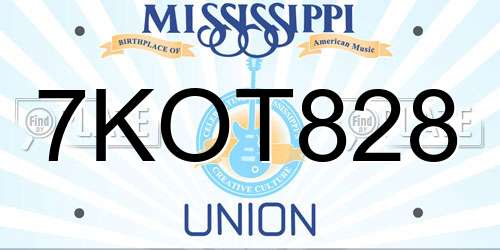 7KOT828 Mississippi License Plate