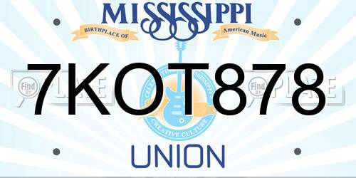 7KOT878 Mississippi License Plate