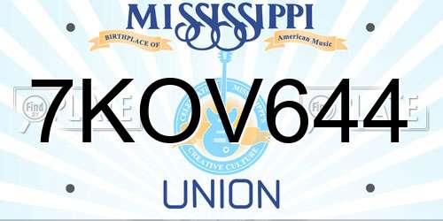 7KOV644 Mississippi License Plate