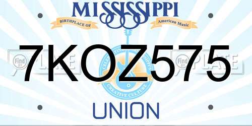 7KOZ575 Mississippi License Plate