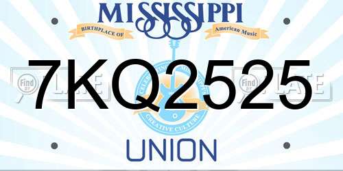 7KQ2525 Mississippi License Plate