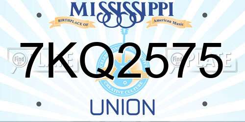 7KQ2575 Mississippi License Plate