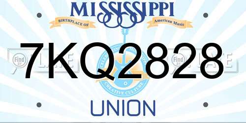 7KQ2828 Mississippi License Plate