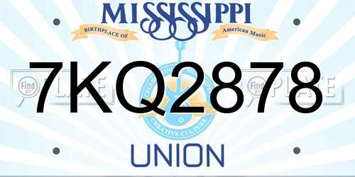 7KQ2878 Mississippi License Plate