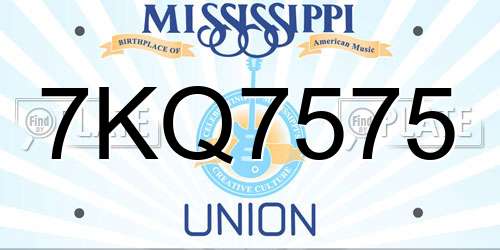 7KQ7575 Mississippi License Plate