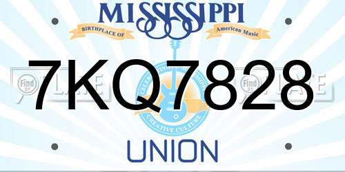 7KQ7828 Mississippi License Plate