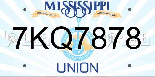 7KQ7878 Mississippi License Plate