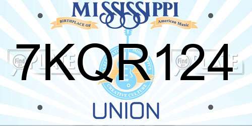 7KQR124 Mississippi License Plate