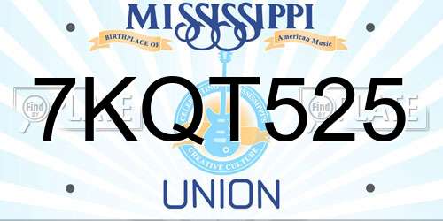 7KQT525 Mississippi License Plate
