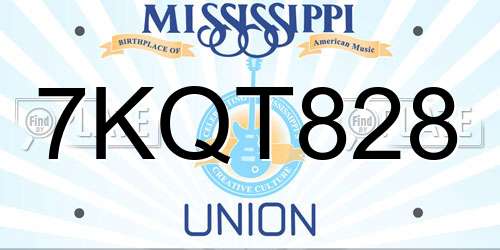 7KQT828 Mississippi License Plate