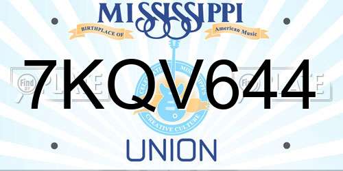 7KQV644 Mississippi License Plate