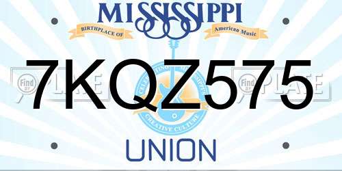 7KQZ575 Mississippi License Plate