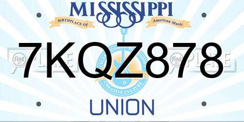 7KQZ878 Mississippi License Plate