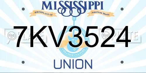 7KV3524 Mississippi License Plate