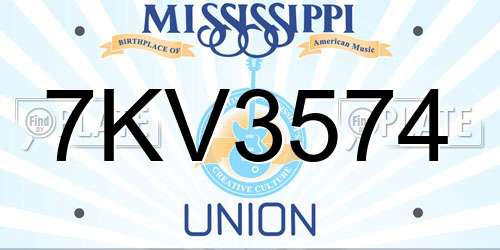 7KV3574 Mississippi License Plate