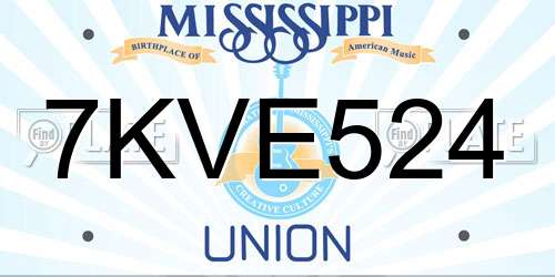 7KVE524 Mississippi License Plate